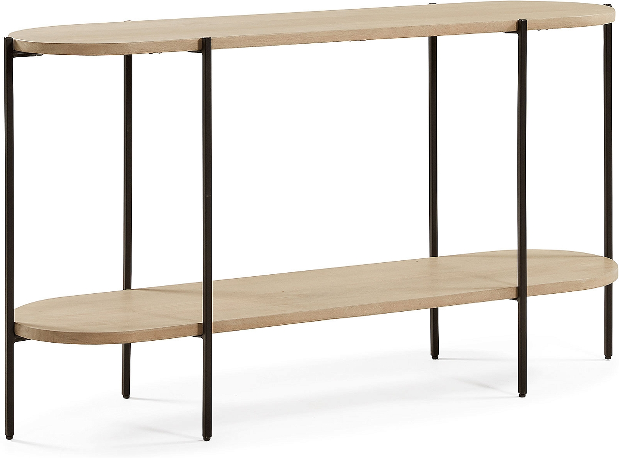 Konsolbord Kave Home Palmia Massivt Mangotræ Med Sort Metalramme 140 40 81 Cm