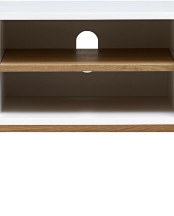 Tv-bord Nordique Design Turin   Hvid Mdf   Massiv Egetræ    Låger   åbne Hylder  150ã 42ã 55 Cm