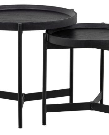 Sidebordssæt Woood Exclusive Lizzy   Mangotræ   Mat Sort Finish  ø55 ø47   H52 46 Cm