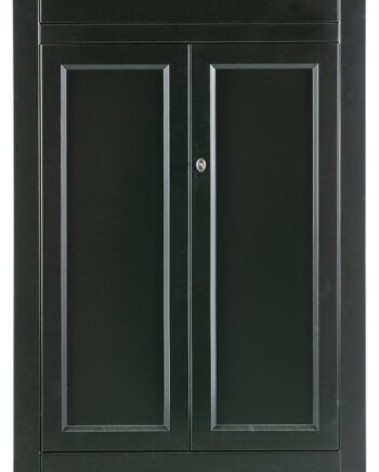Skab Woood Eva Sort Fsc Fyrretræ Opbevaringsskab Med Låger   Skuffe H150xb93xd40 Cm