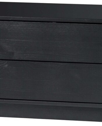 Skænk Woood Exclusive Finca Opbevaringsskænk   Massivt Fyrretræ Med Tryk-for-at-åbne  Mat Sort 100x40x40 Cm