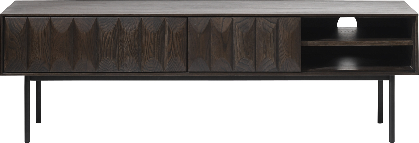 Tv-bord Tv-møbel Nordique Design Latina Egetræ Espresso Slanke Metalben 160x41x50 Cm
