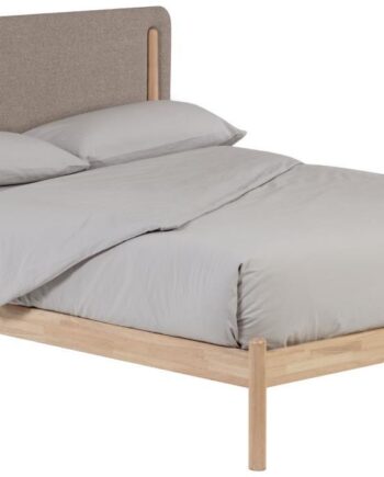 Dobbeltseng Kave Home Shayndel 160x190 Cm Grå Polstret Hovedgærde Nordisk Stil