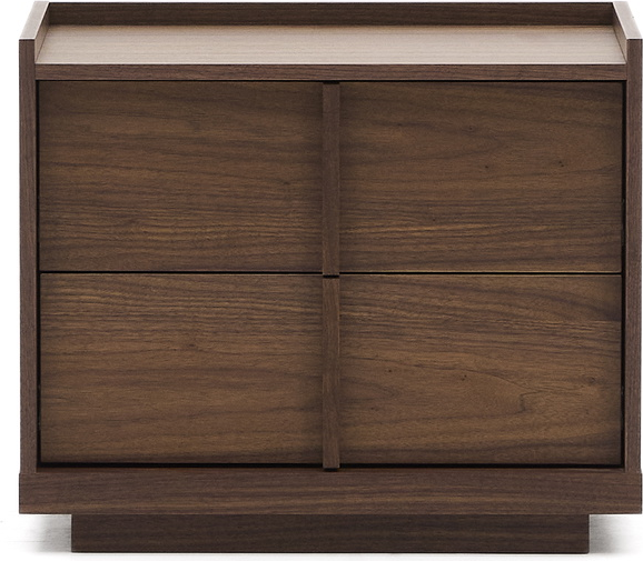 Kave Home Onix Natbord 60x40 Cm   Mørk Valnødfiner Med   Skuffer Og Soft-close