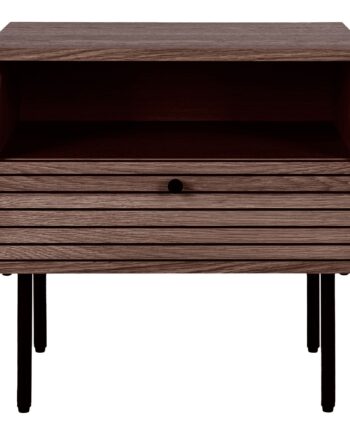Kyoto Hjørnebord Hjørnebord    Skuffe  Egefiner  Smoked  Sorte Metalben 50x40x50 Cm