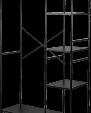 åben Reol Nordlys Furniture Chicago Sort Metal 170x100x40 Cm Minimalistisk Opbevaring