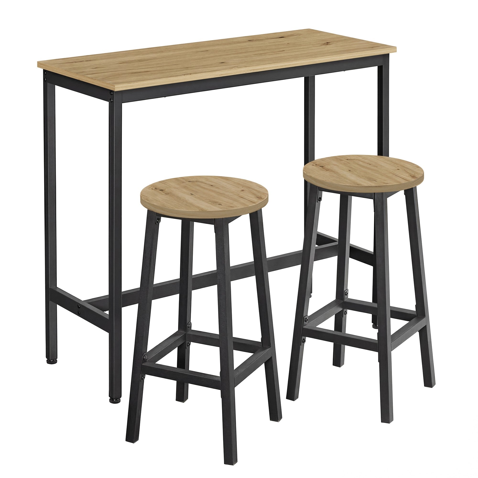 Barsæt Med Bord Og   Skamler   Artisan Oak   Sort