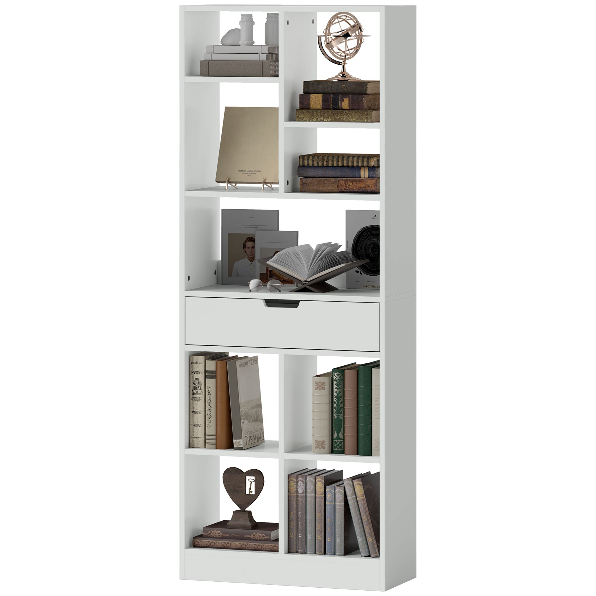 Bogreol Multifunktionshylde Rum Skuffe Anti-tip 60 26 158 Cm Hvid