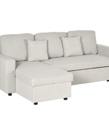 Hjørnesofa Med Sengefunktion  Hjørnesofa Inklusive  -personers Sofa  Enkeltseng   -formet Med Opbevaringsplads    Hynder Cremehvid