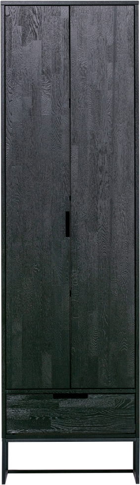 Højskab Woood Exclusive Silas Sort Fsc-ask 210x60x36 Cm Opbevaringsskab Med Låger Skuffe