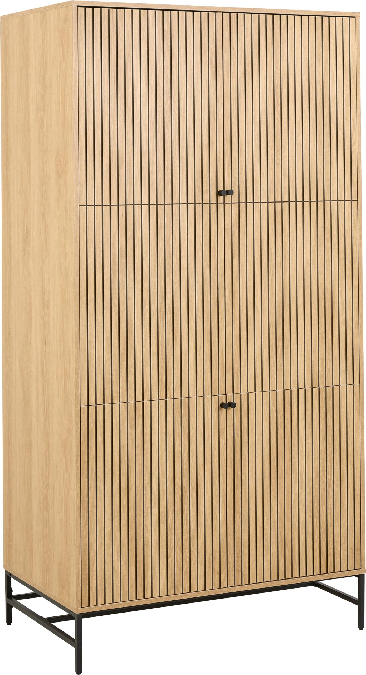 Klædeskab Signature Norelia Naturlig Eg Melamin Hylder Bøjlestang 200x99x60 Cm