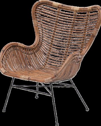 Loungestol Nordlys Furniture Jakarta Natur Rattan Med Sorte Metalben H88xb73xd50