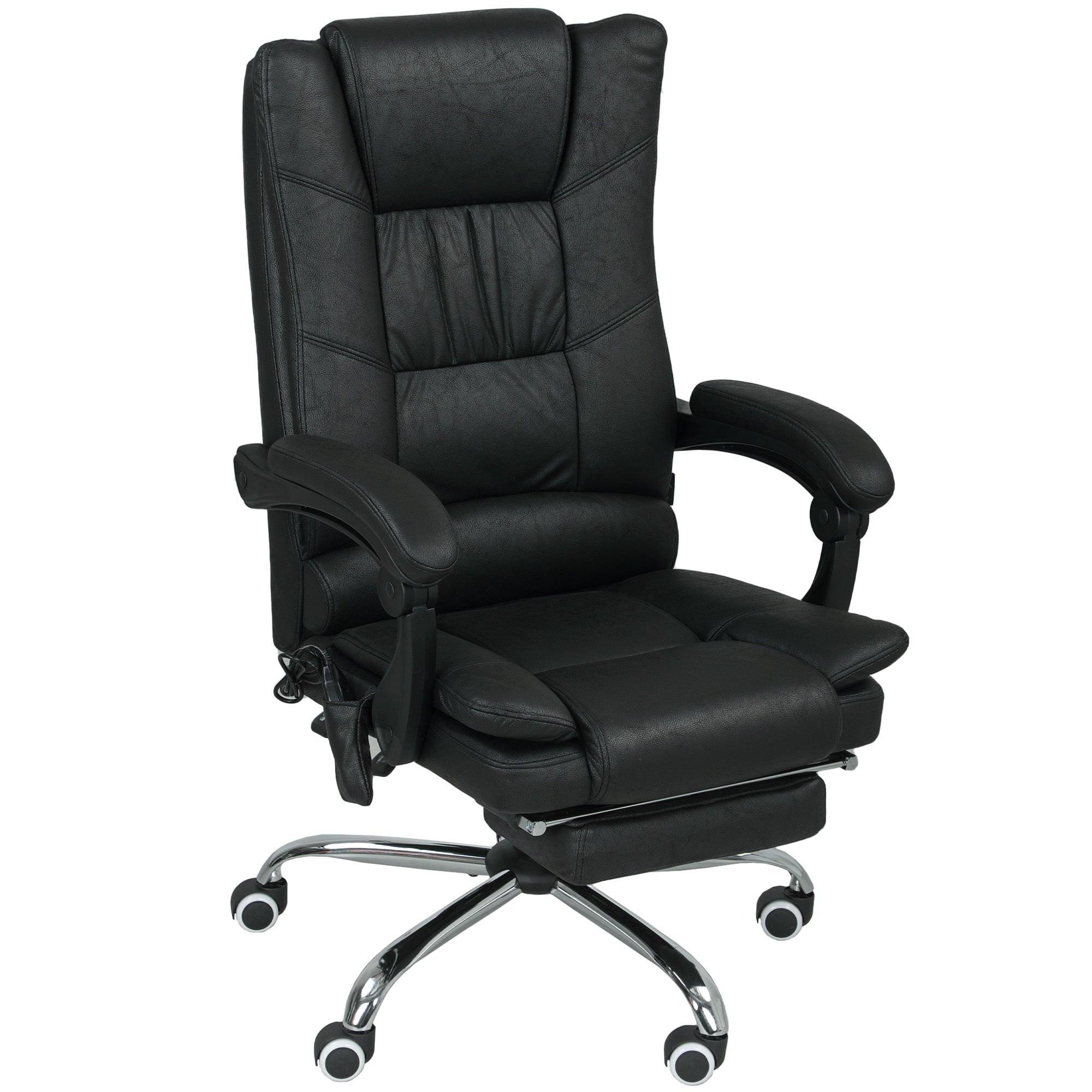 Massagestol Kontorstol Med Massagefunktion Inklusive Fodstøtte Højdejusterbar 64 Cm 70 Cm 118 Cm Sort