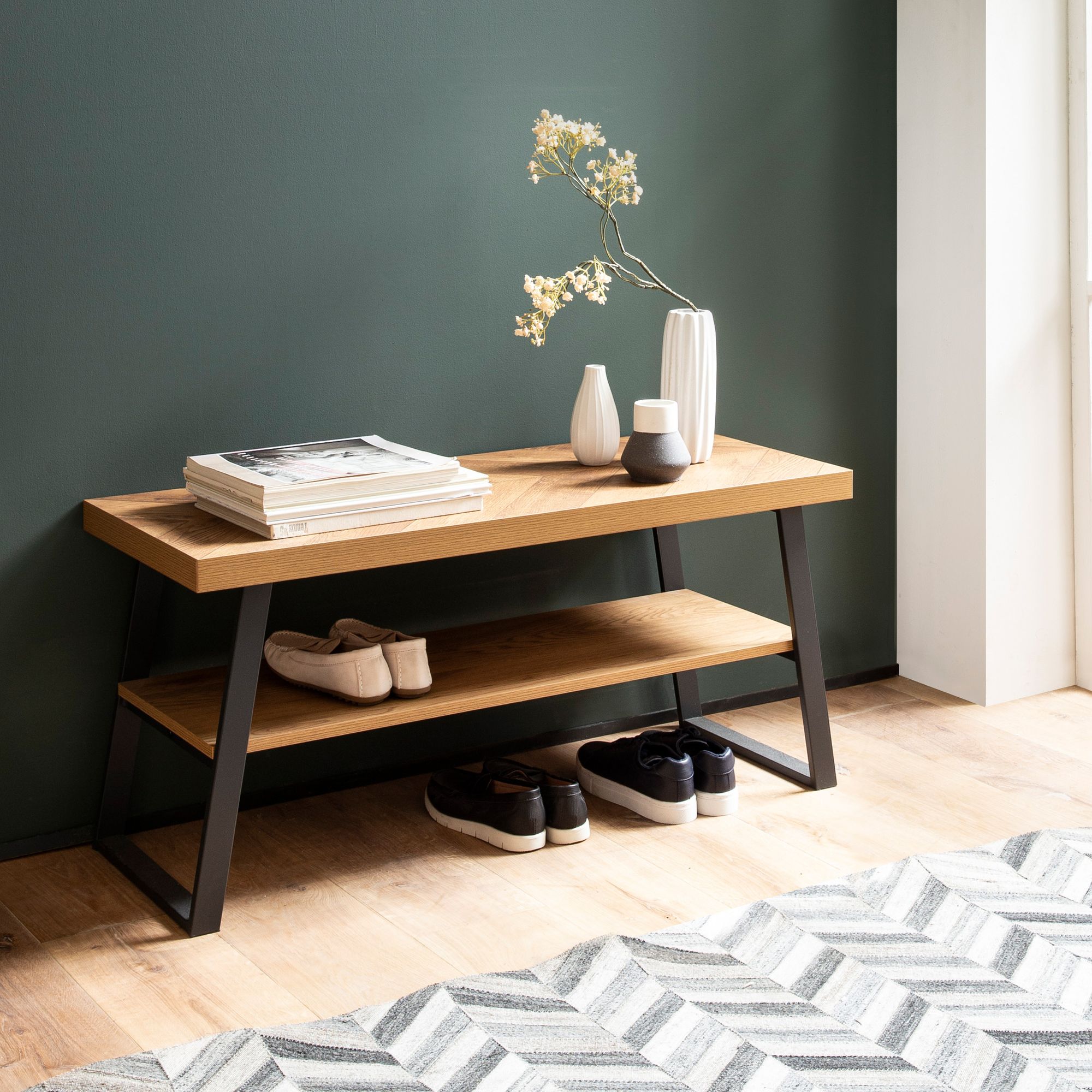 Praktisk Garderobebænk Med Opbevaringsplads Til Sko Og Tasker 100x41x40 Cm