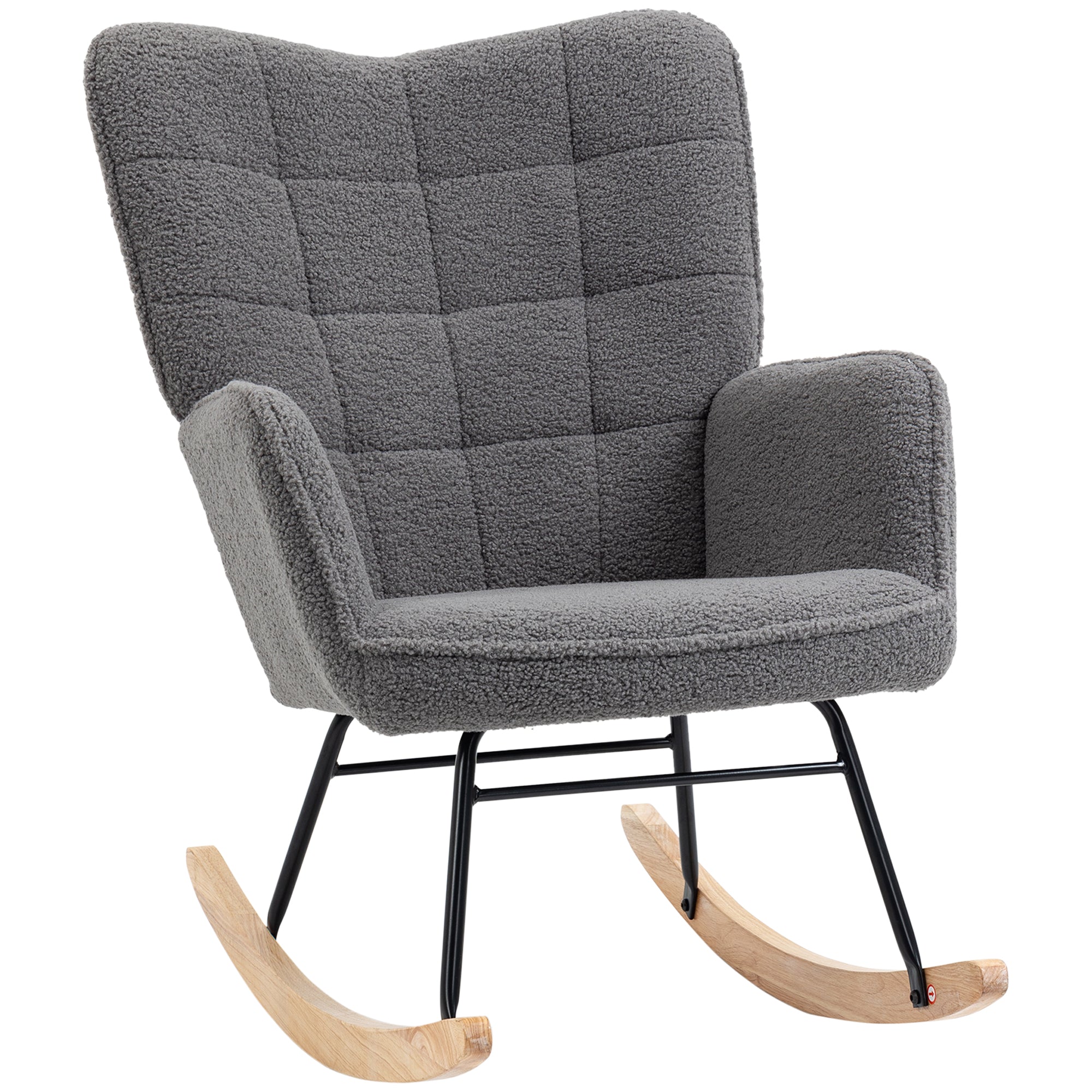 Retro Gyngestol Massivt Træ Lænestol Afslappende Lænestol 98 Cm 71 Cm 101 Cm Mørkegrå
