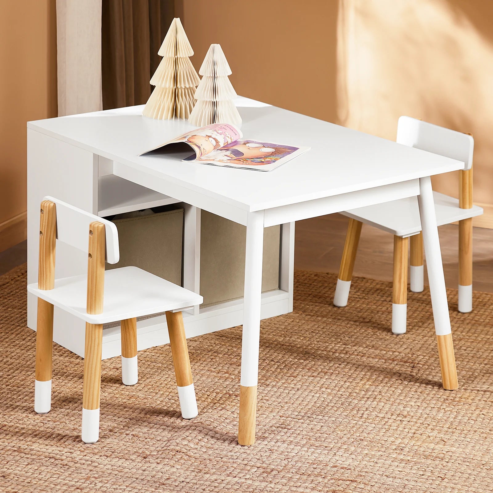 Skrivebord Til Børn Med Stol B60 Cm H53 Cm L90 Cm Hvid