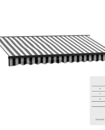 Sun Markise Markise Terrassemarkise Vejrbestandig   Håndsving 350   250   150 Cm Grå   Hvid
