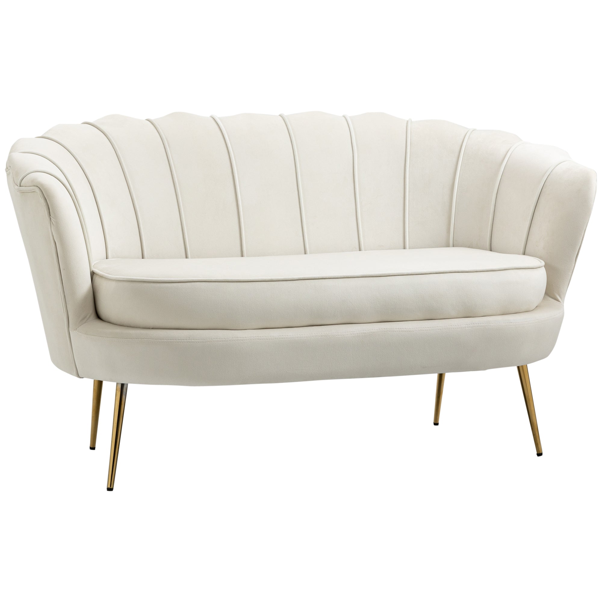Vintage -personers Sofa Polstrede Møbler Fløjlslook Op Til 150 Kg Creme Guld