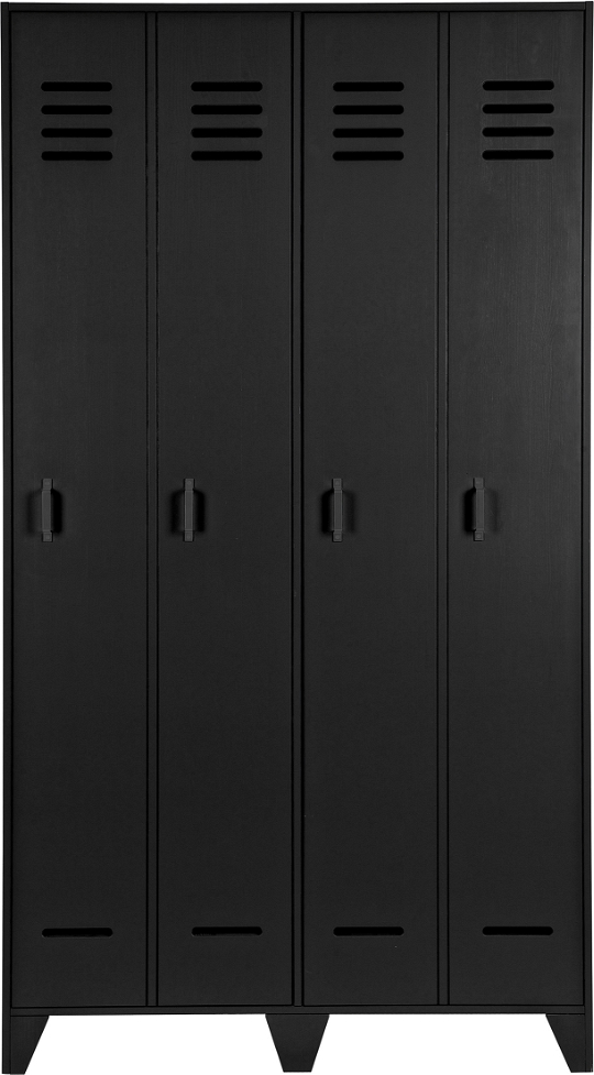 Woood Stijn Locker Skab Sort Fyrretræ H187ã B40ã D103 Cm Døre Hylder Minimalistisk Opbevaring Til Hjem Og Kontor