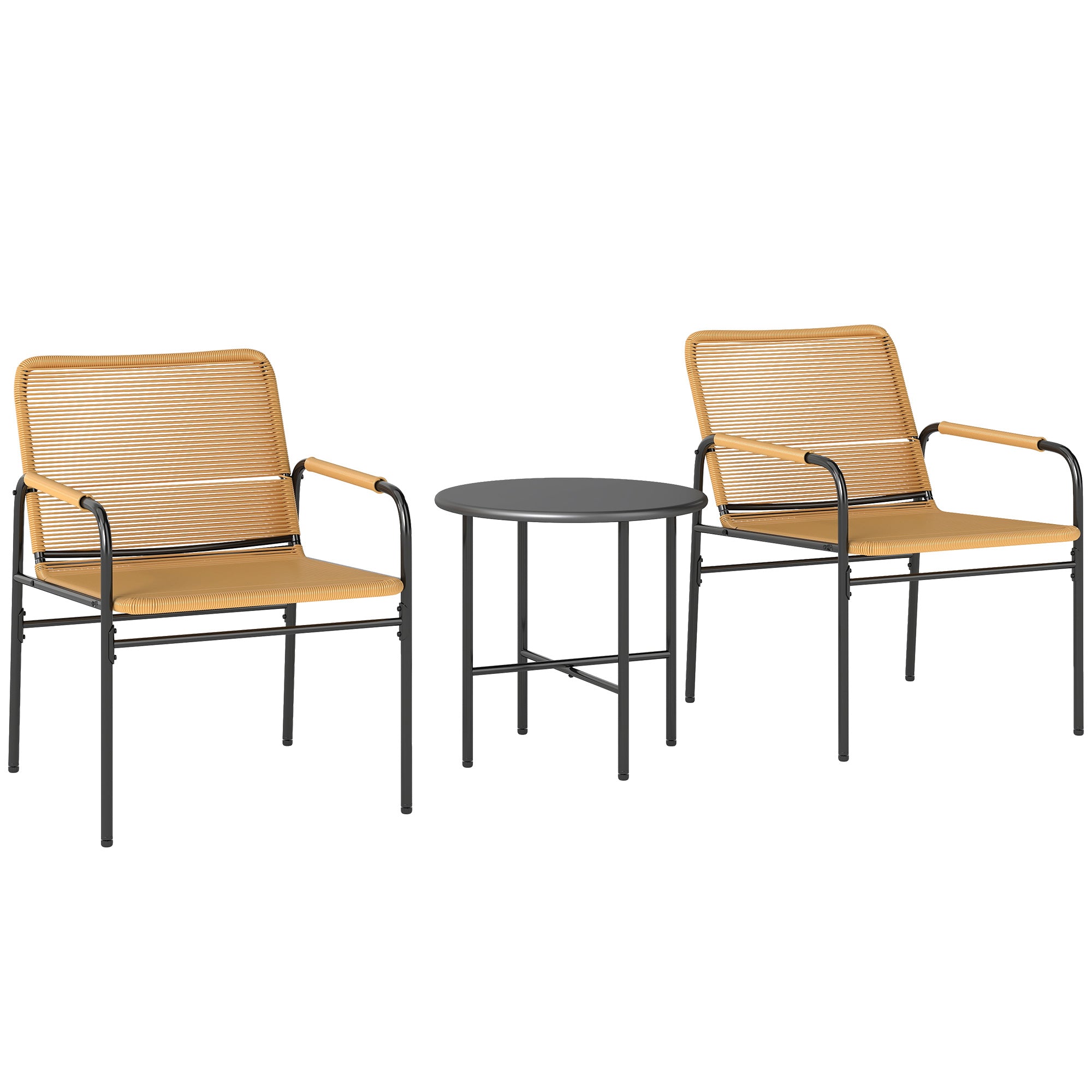 -delt Rattan Bistrosæt  Siddegruppe  Havemøbler Med   Havestole  Sofabord 54   66   76 Cm  Gul
