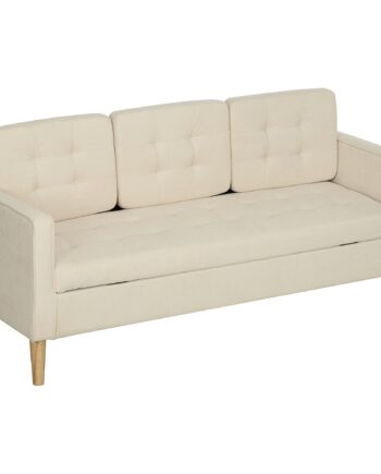 -personers Sofa Med Opbevaringsplads  Knapsyninger  Polstret Sofa  166     62   82 Cm  Cremehvid