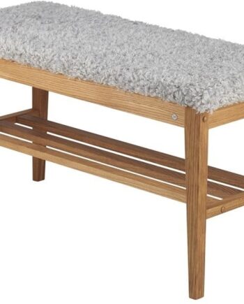 Bænk Oscarssons Möbel Nadja   Olieret Eg Med Lysegrå Imiteret Fåreskind 46x90x40 Cm