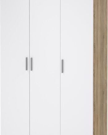 Garderobeskab Vesterholm Pepe Hvid Højglans Natur Eg  H201ã B118ã D50 Cm    Hylder Inkl  Tøjstang  Vægmonteret  Fsc