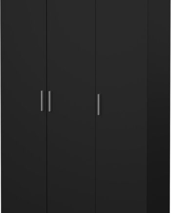 Garderobeskab Vesterholm Pepe  -dørs Mat Sort H200ã B118ã D49   Cm Tøjstang Og   Hylder  Fsc