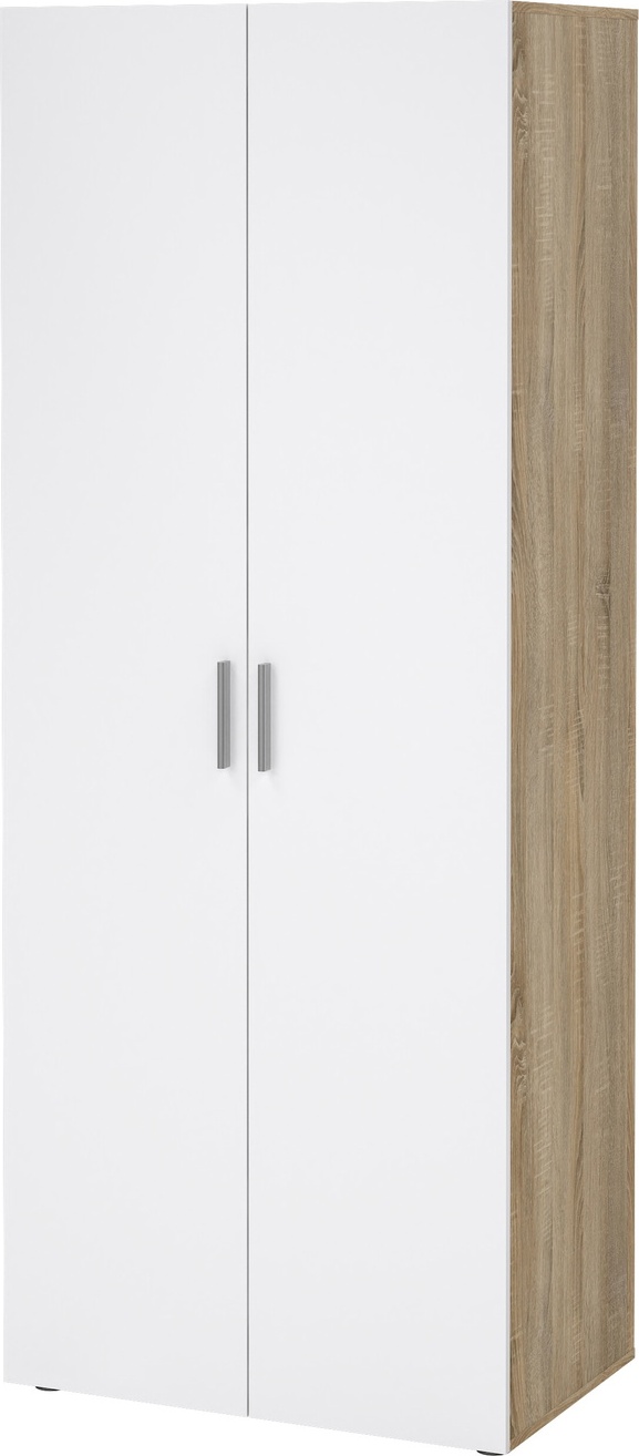 Garderobeskab Vesterholm Pepe -dørs Natur Hvid Højglans H201ã B79ã D50 Cm Hylder Tøjstang Fsc
