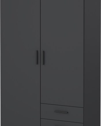 Garderobeskab Vesterholm Sprint  Matgrå   Døre    Skuffer  Tøjstang    Hylder   Justerbare  H200xb99xd50 Cm  Spånplade  Fsc