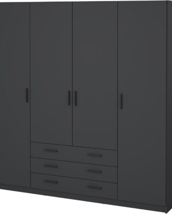 Garderobeskab Vesterholm Sprint  Matgrå   -dørs  -skuffers  H200xb195xd50 Cm