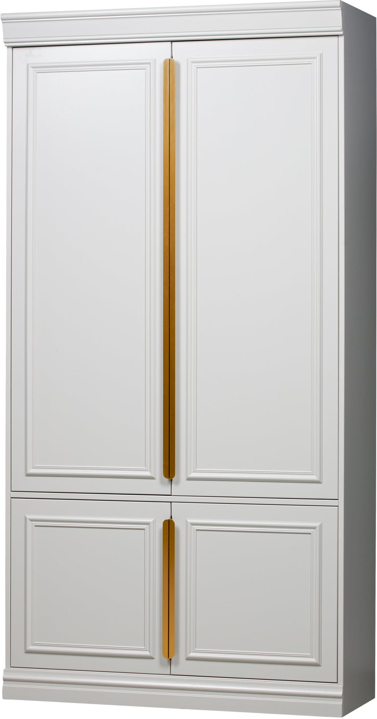 Garderobeskab Woood Organize Mist Fsc-certificeret Massivt Fyrretræ 215x110x62 Cm Justerbare Hylder Rosaguldfarvede Metalhåndtag