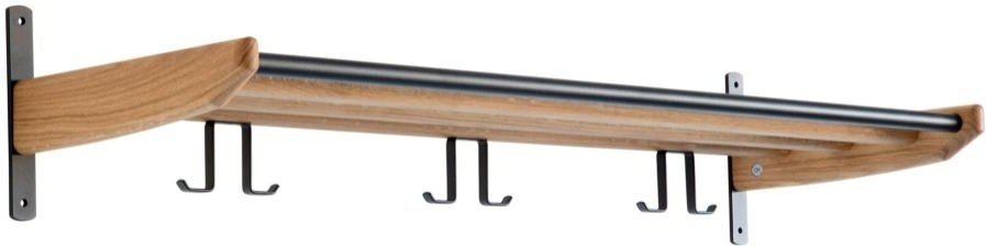 Hattehylde Og Knagerække Oscarssons Möbel Cora 90x31   Cm Lakeret Egetræ Matsort Stål
