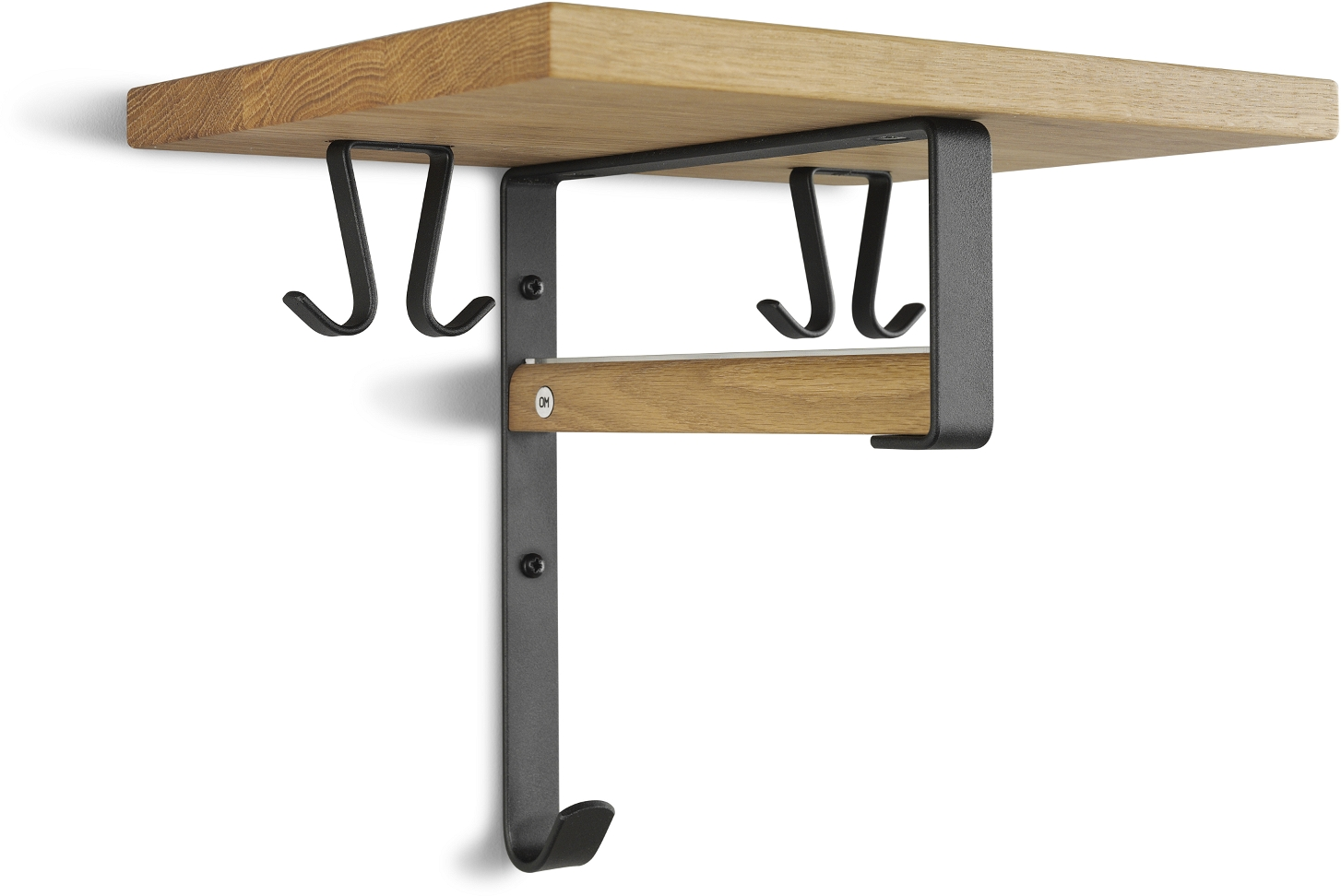 Hattehylde Og Knagerække Oscarssons Möbel Cott Lakeret Egetræ Matsort Stål H29xl33xd25 Cm