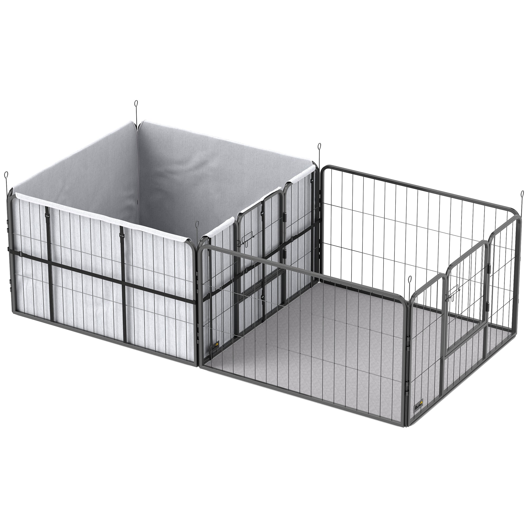Hvalpekasse Til Hvalpe Hvalpekasse Hvalpelegegård Med Paneler Sektioner Vaskbar Hvalpemåtte 203x102x60cm Sort