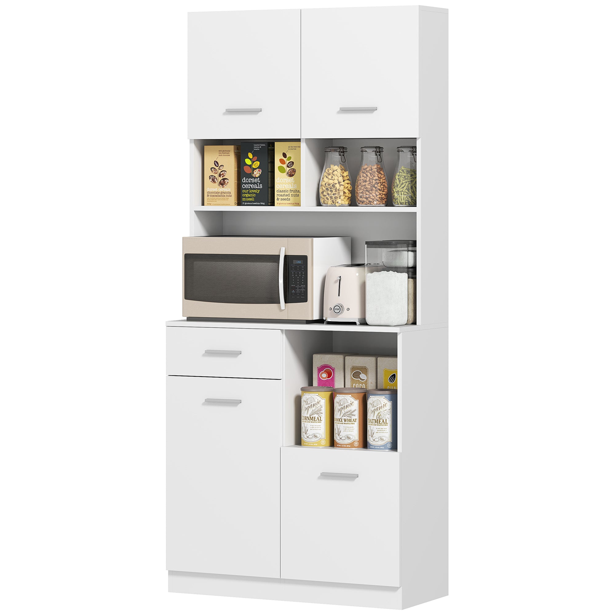 Køkkenskab  Buffet Med Skuffe  Softclose-døre  80   35   180 Cm  Hvid