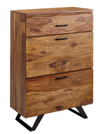 Kommode  80x120x41   Cm  Massivt Træ Metal  Naturfarvet
