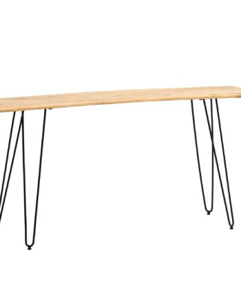 Konsolbord 150x36x75 Cm  Massivt Akacietræ  Levende Kant  Skænk  Entrebord Med Hårnåleben  Smalt  Moderne  Entrebord Med Metalstel  Langt  Højt Entrebord