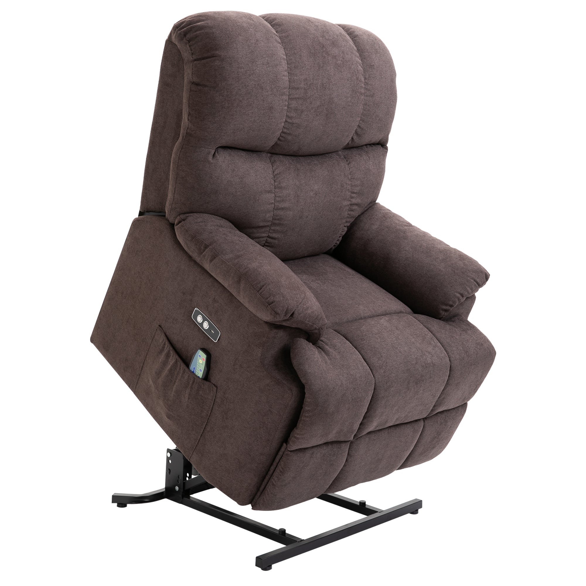Lænestol Med Ståstøtte 160â Justerbar Ryglæn Massage- Og Varmefunktion 83 Cm 95 Cm 105 Cm Brun
