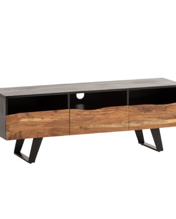 Lavt Bord   Massivt Akacietræ 140x50x40 Cm Med Trækant  Sort