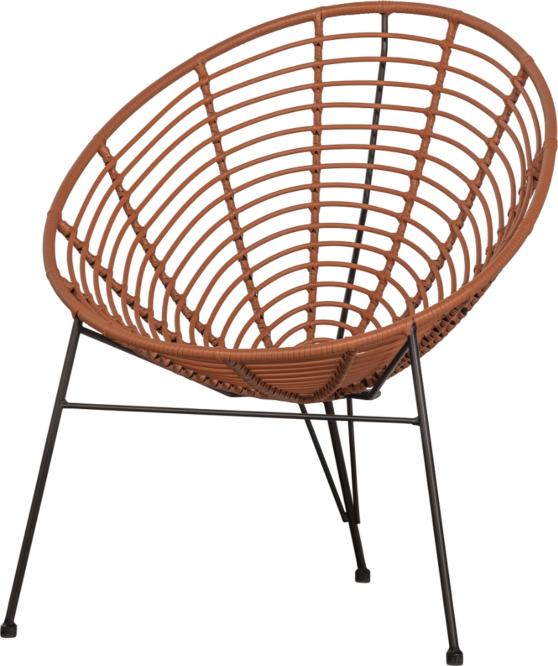 Loungestol Woood Jane Brun Vejrbestandig Relaxstol Pe Sort Metalstel H88ã B72ã L81 Cm