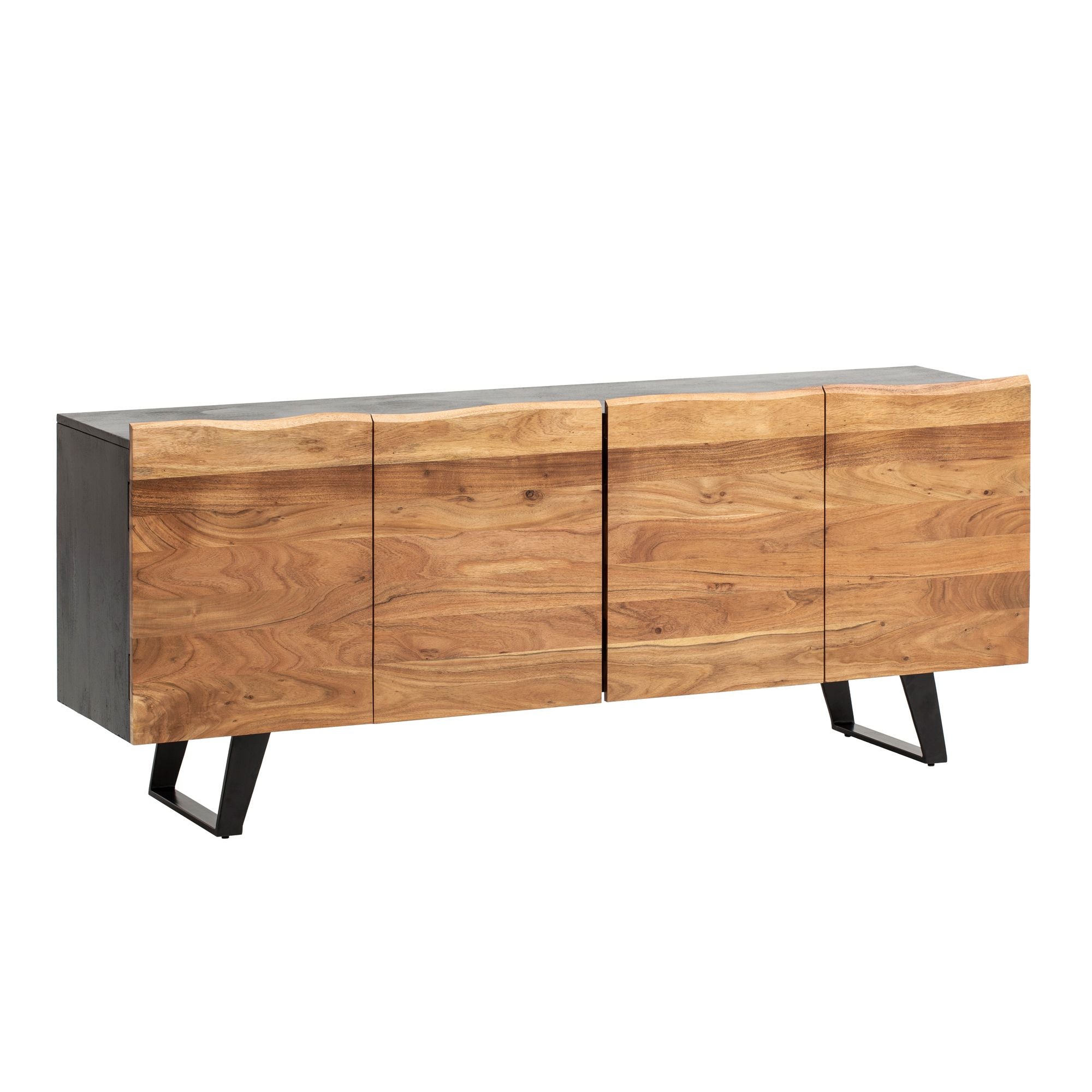 Massivt Akacietræsskænk 180x75x45 Cm Sort Skænk Med Trækant