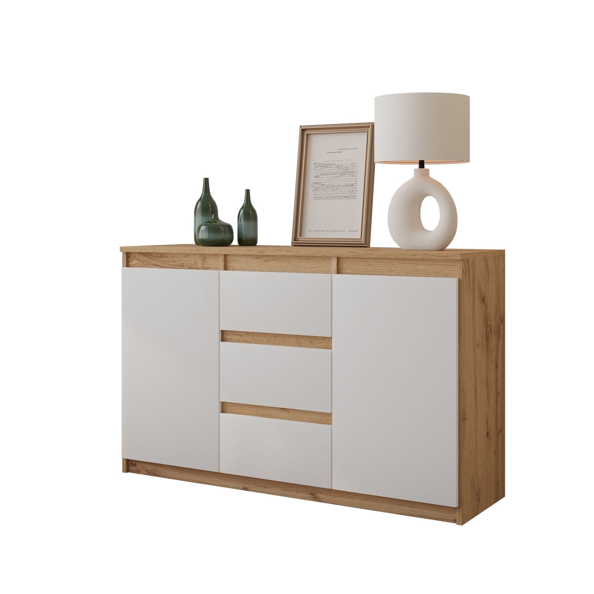 Mikel Kommode Med Skuffer Naturfarvet Mat Hvid H75cm B120cm D35cm