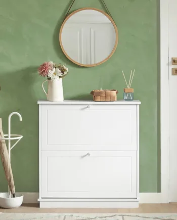 Minimlistisk Skoskab   Skandi-stil  B76   D18   H78 Cm  Hvid