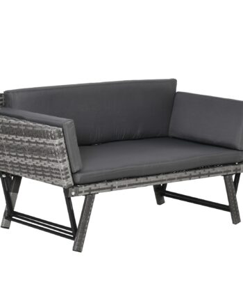 Polyrattan Havesofa  -personers Havemøbler Lounge Sofa Havebænk Havelænestol Sammenklappelige Armlæn Stålgrå 129   63   67 Cm