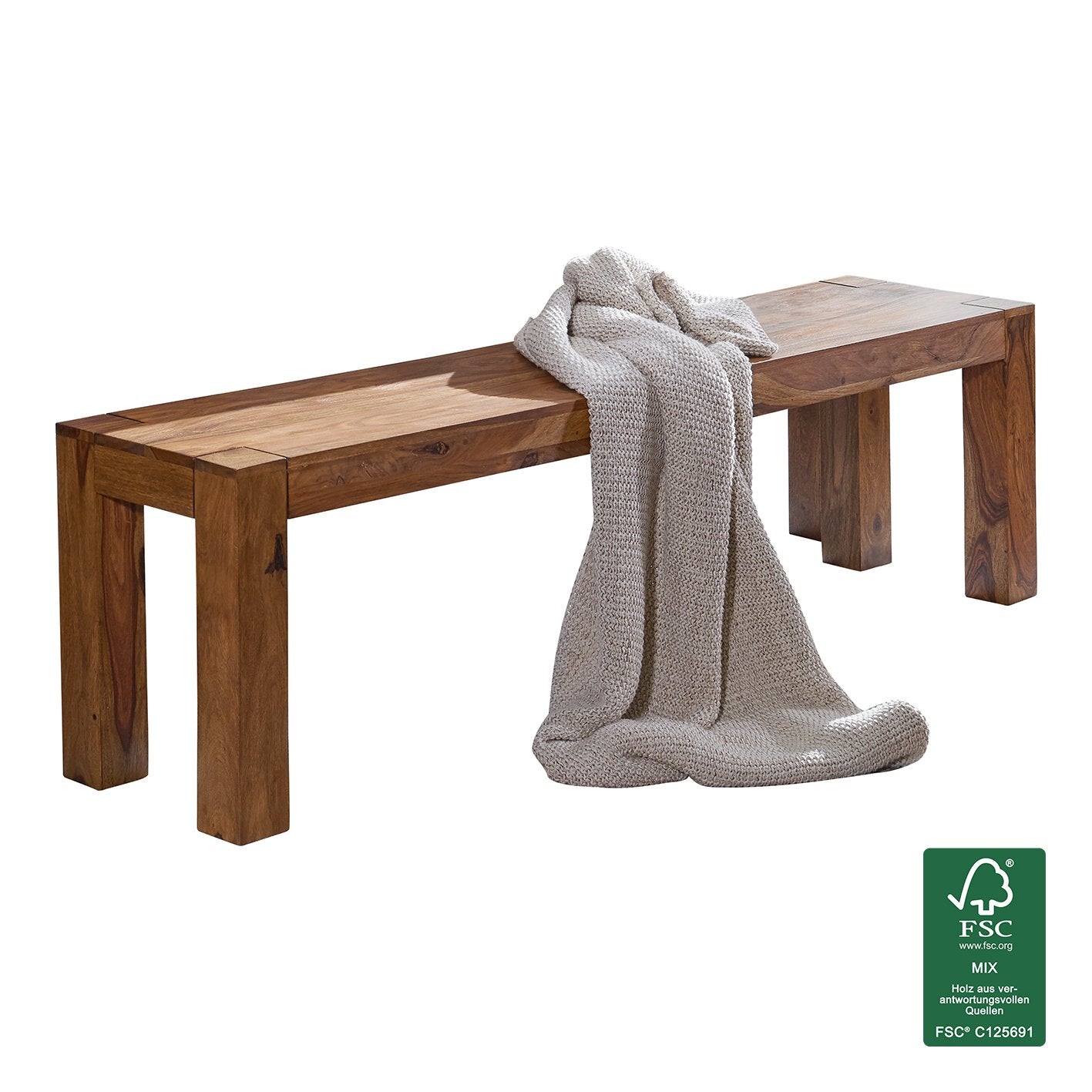 Sheesham Massivt Træ Spisebordsbænk 180x35 Cm