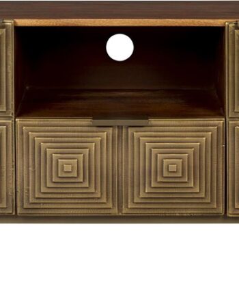 Skænk Sideboard Dutchbone Volan   Gråbrunt Mangotræ Med Art Deco-skuffer Og Pulverlakerede Jernben 135x60x40 Cm