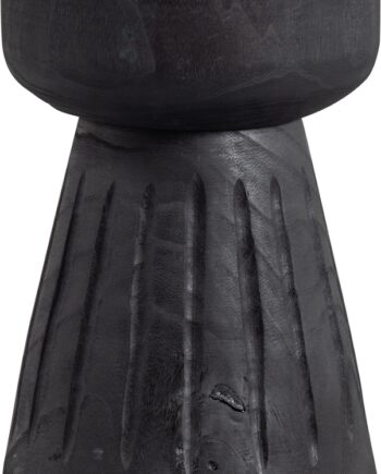 Skammel Pouf Woood Borre   Kejsertræ  Sort H40 ø28 Cm