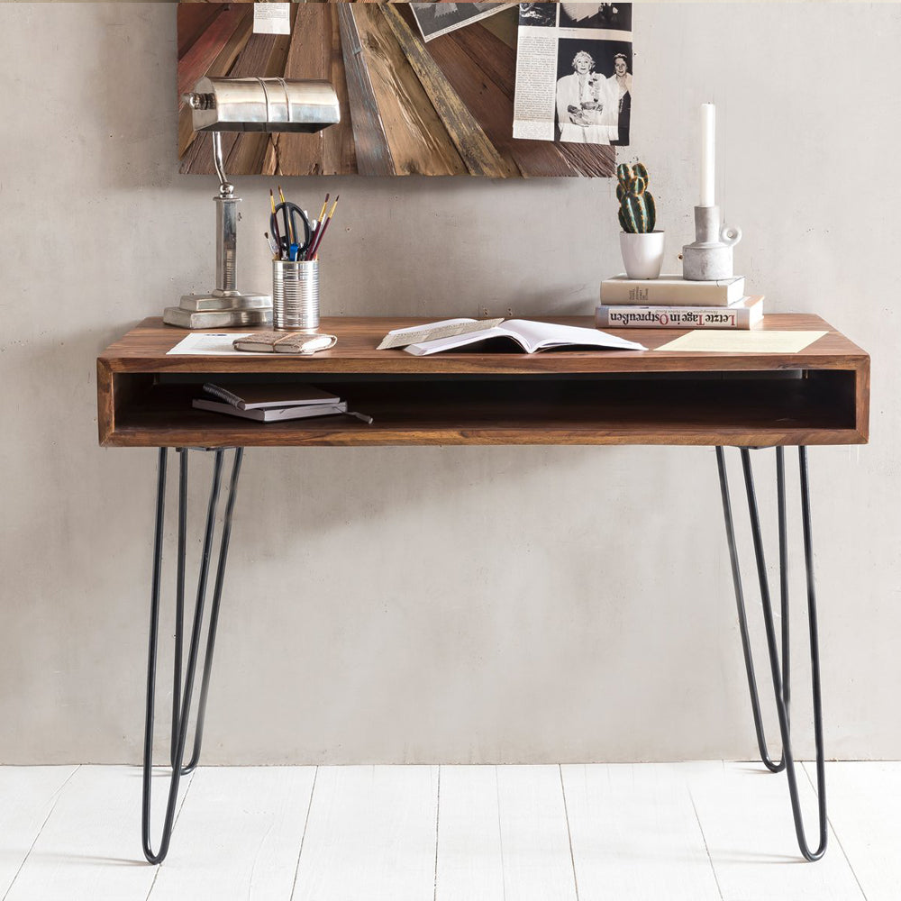 Skrivebord Trendy Industriel Retro Look ægte Træ