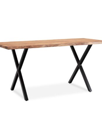 Skrivebord 140x80x76 Cm Akacie Massivt Træ Metal Computerbord Trækant